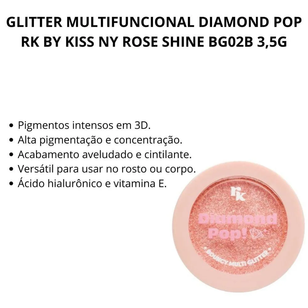 Glitter Multifuncional Diamond Pop Rk By Kiss Ny Rose Shine Bg02b 3,5g