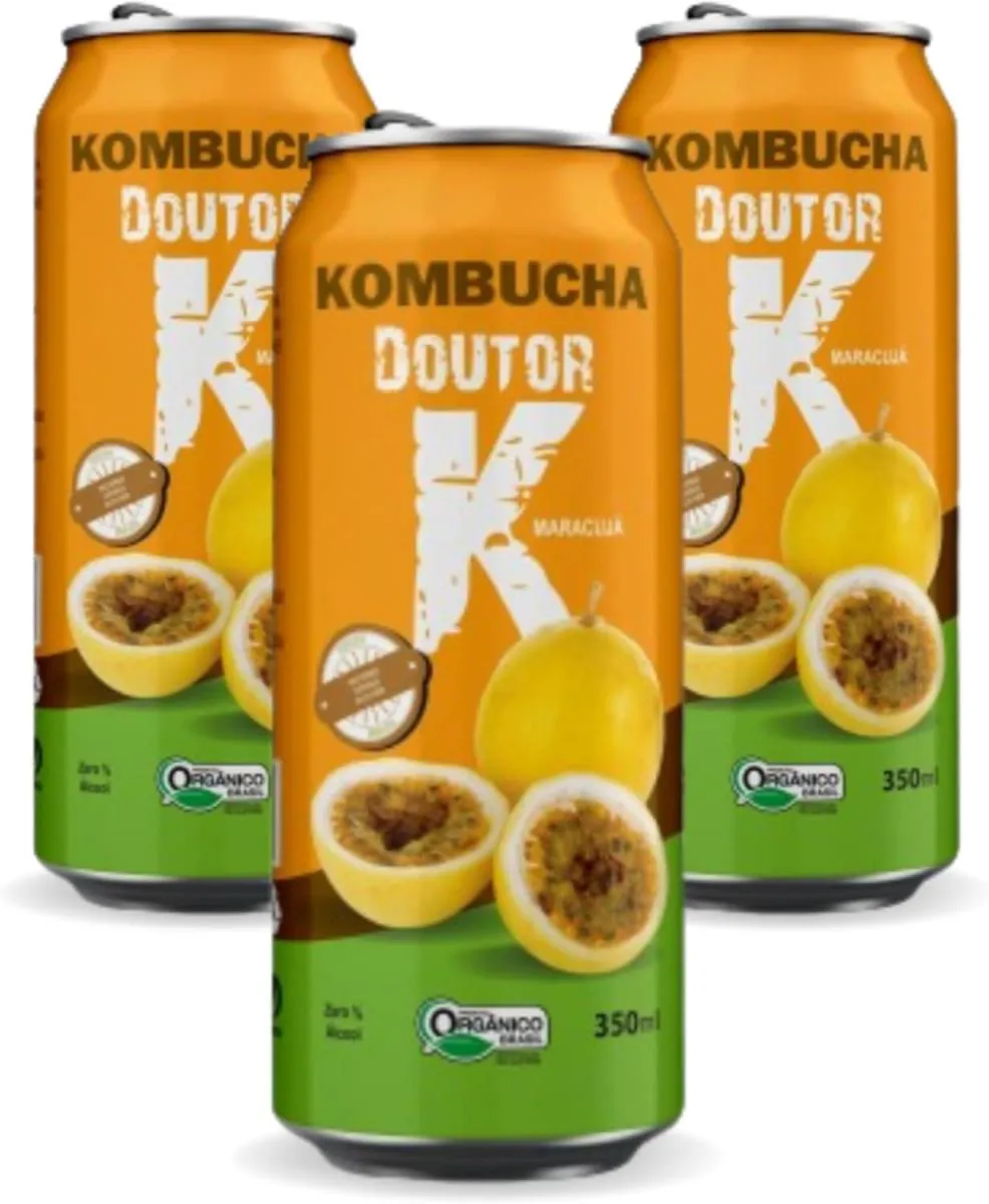 3x Kombucha Maracujá 350ml Doutor K