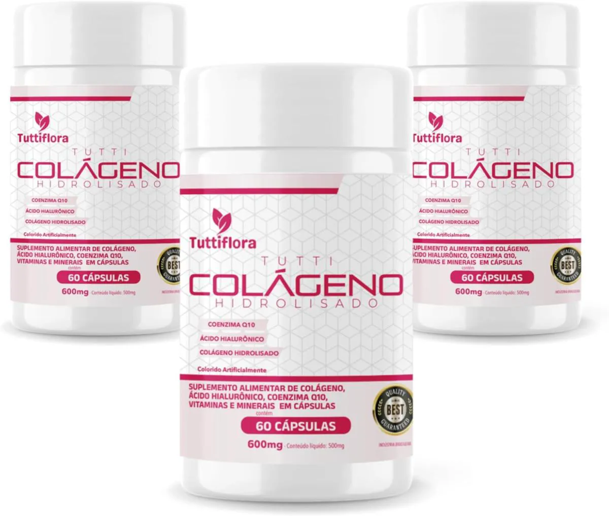 3x Tutti Colágeno Hidrolisado+ácido Hialurônico+q10+biotina+vit 60 cápsulas 600mg Tuttiflora