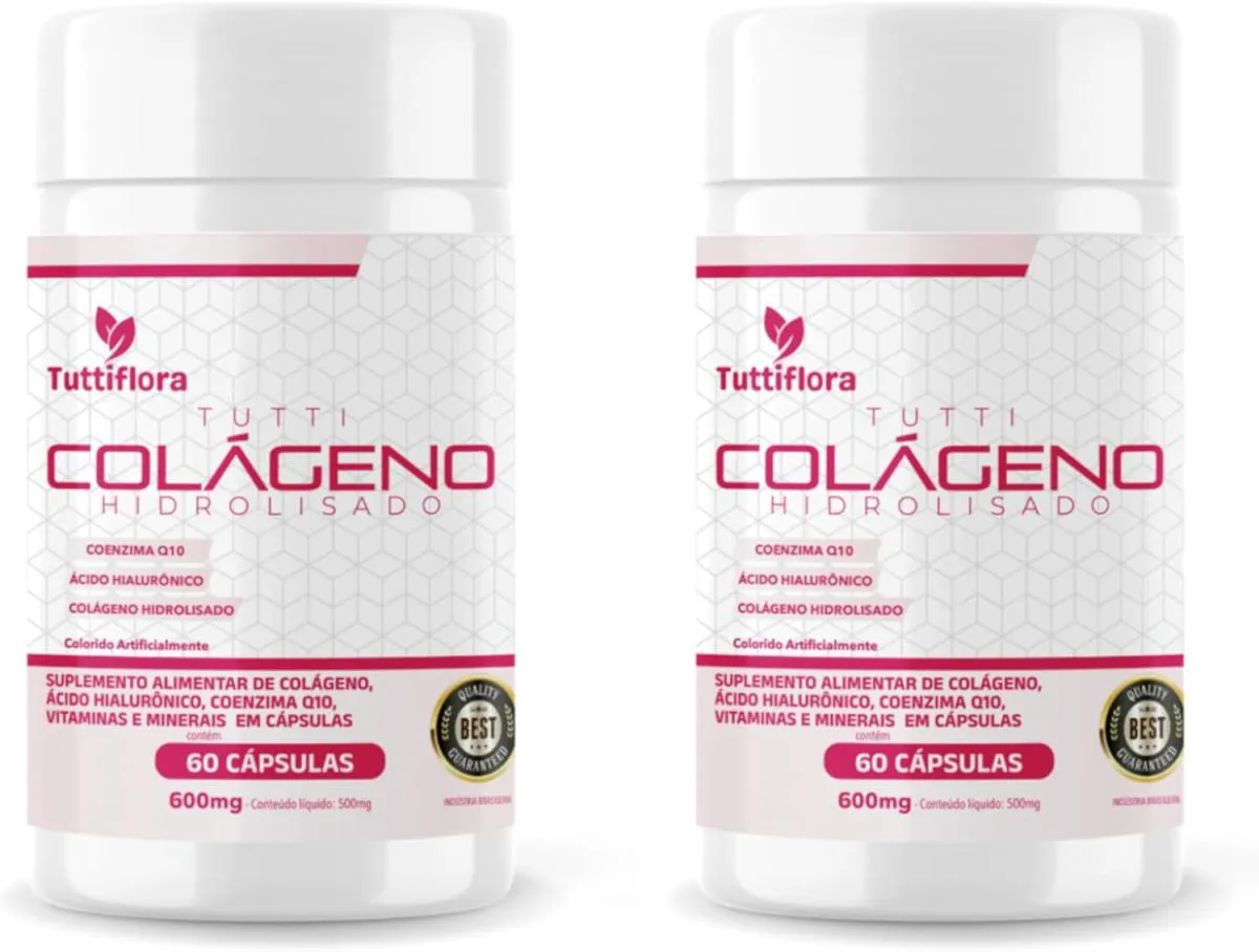 2x Tutti Colágeno Hidrolisado+ácido Hialurônico+q10+biotina+vit 60 cápsulas 600mg Tuttiflora