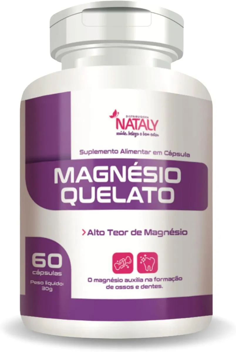 Magnésio Quelato 260mg por Porção 60 cápsulas Nataly