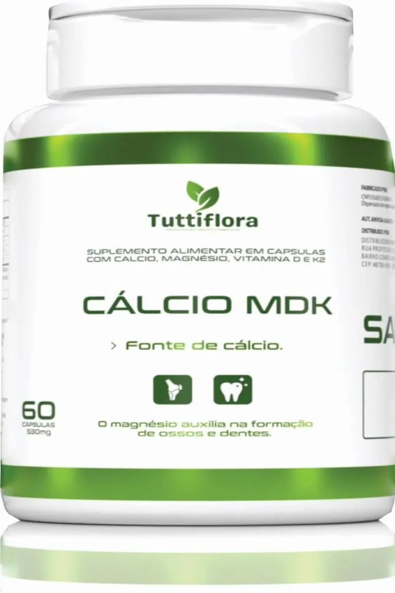 Cálcio Mdk (cálcio, Magnésio, Vitamina D e Vitamina K2) 60 Capsulas de 530mg Tuttiflora
