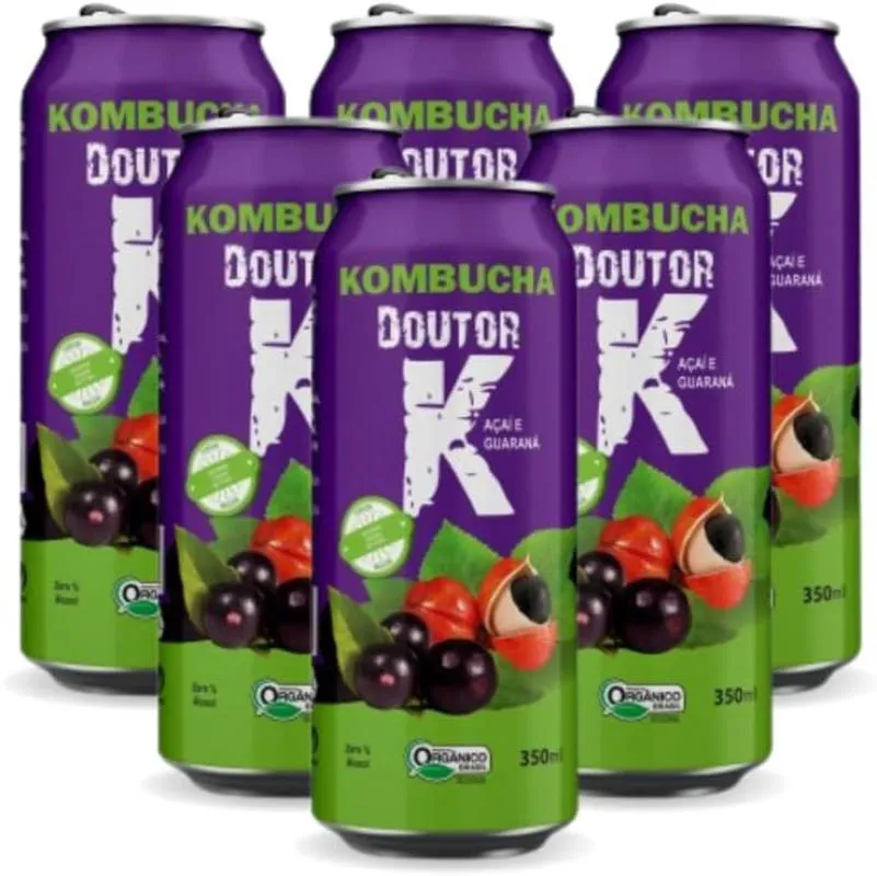 6X KOMBUCHA GUARANá E AçAí 350ML DOUTOR K