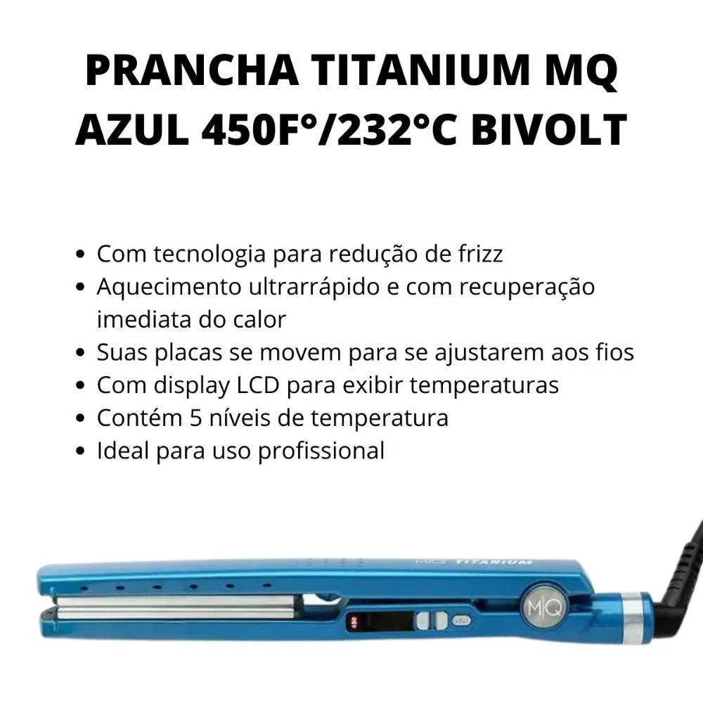 Prancha Titanium Mq Azul 450f° Bivolt