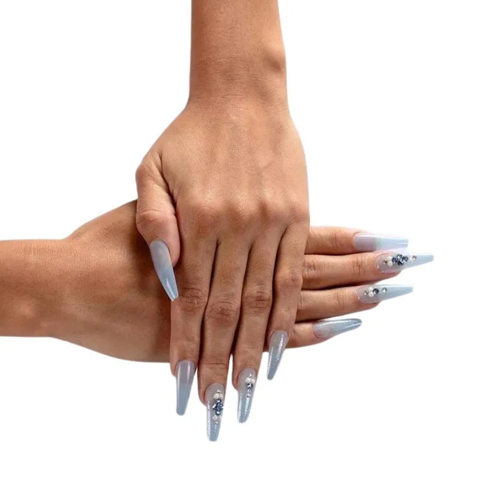 Unhas Postiças Jelly Kiss New York Celeste Chique Bailarina Longo