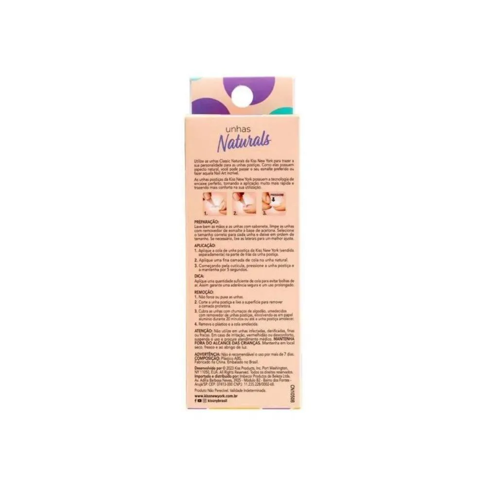 Unhas Postiças Naturals Kiss New York Natural Bailarina Longo