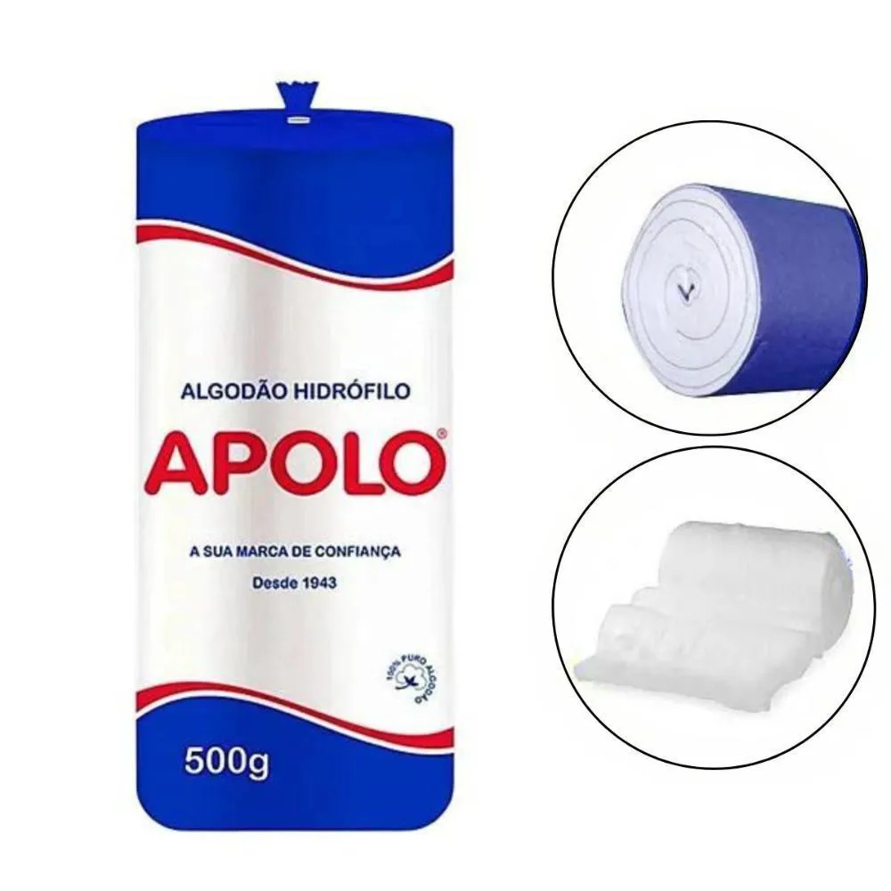 Kit Algodão Hidrófilo Apolo em Rolo 500g C/6