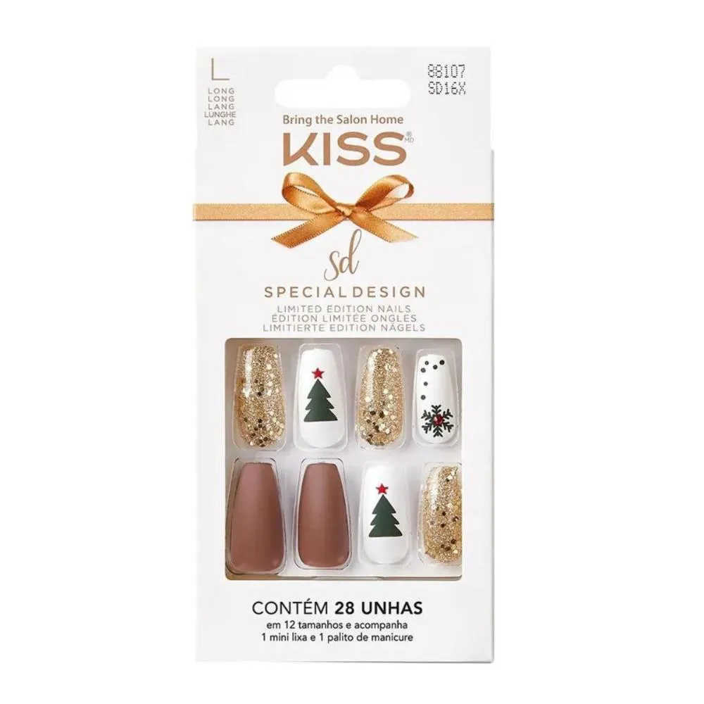 Unhas Postiças Kiss Sd North Pole Long C/28un Sd16x