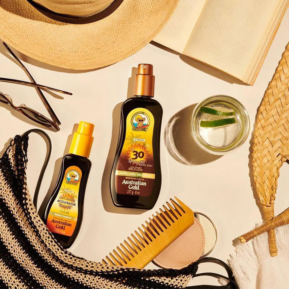 Kit Australian Gold Protetor Solar Corporal FPS 30 com 237ml + Bronzeador Dark Tanning Clear com 125ml
