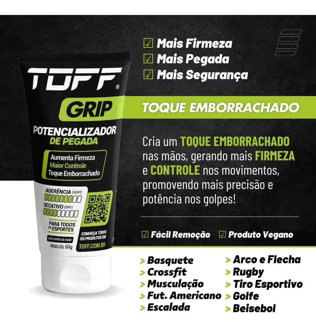 Toff Grip Gel - Potencializador De Pegada Para Mãos Esportes