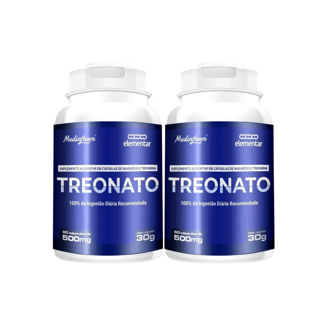Kit 2 Treonato de Magnésio 60 cápsulas Medinfarm Incolor sem Sabor
