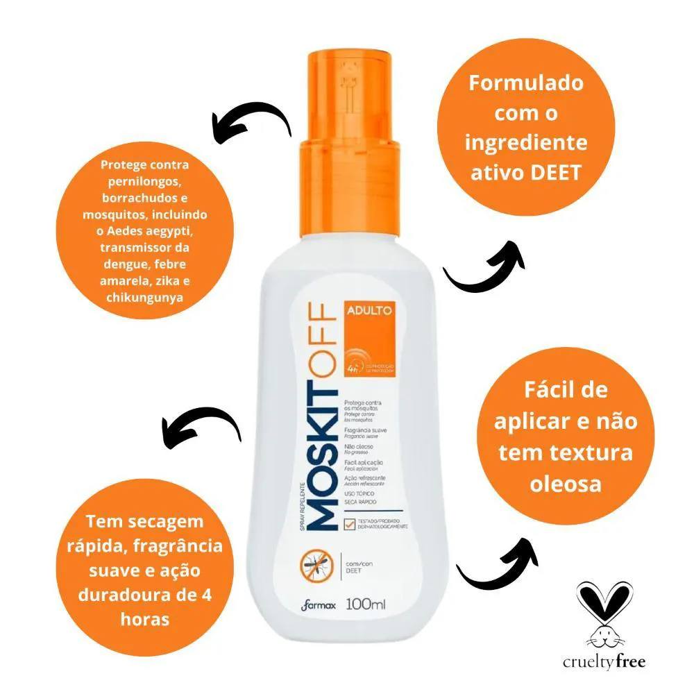 Kit Spray Repelente Farmax Moskitoff Adulto com 3 100ml