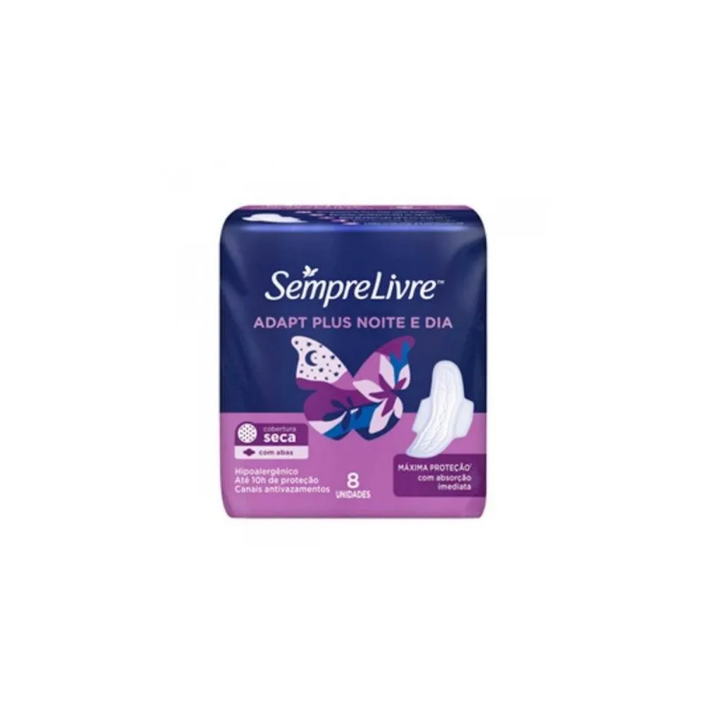 Absorvente Sempre Livre Com Abas Noturno Seca C/8Un