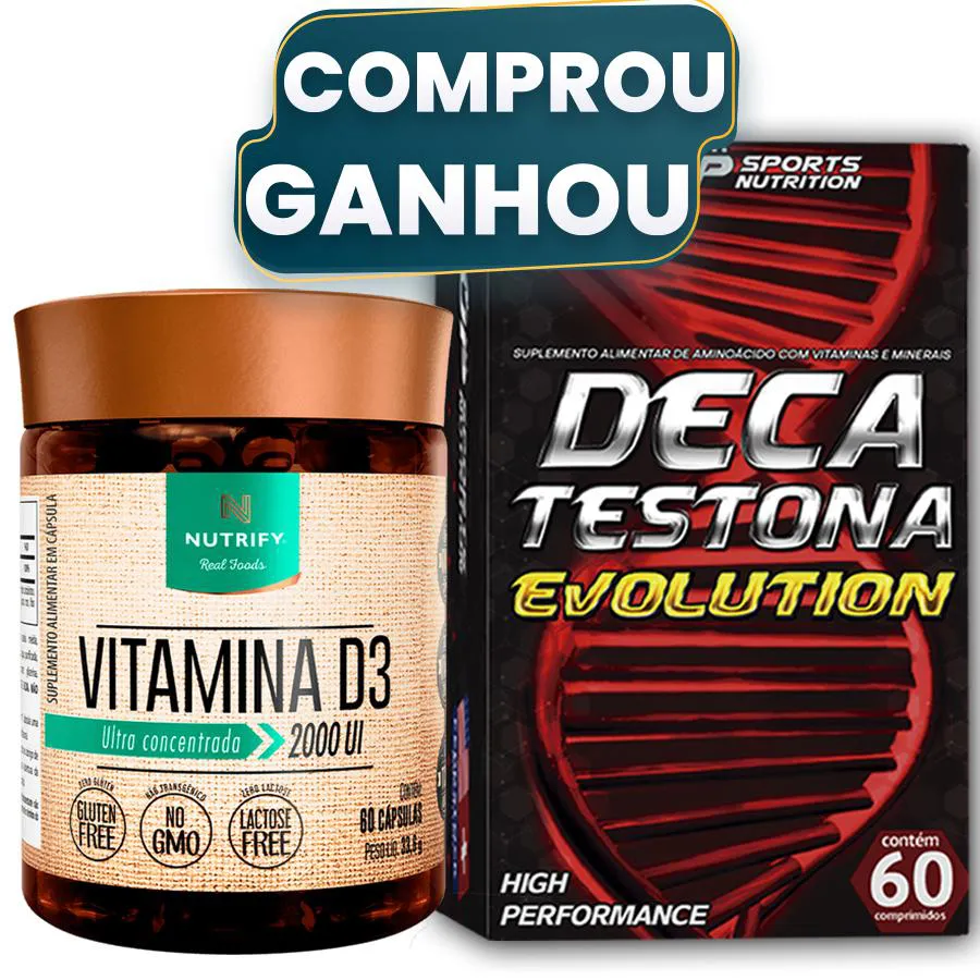 Vitamina D3 2000ui C/ 60 Nutrify + Deca Testona Evolution