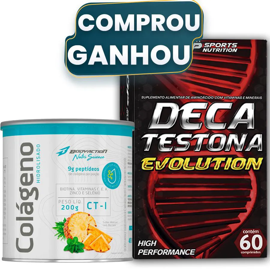 Colágeno Tipo 1 em Pó Sabor Abacaxi + Deca Testona Evolution