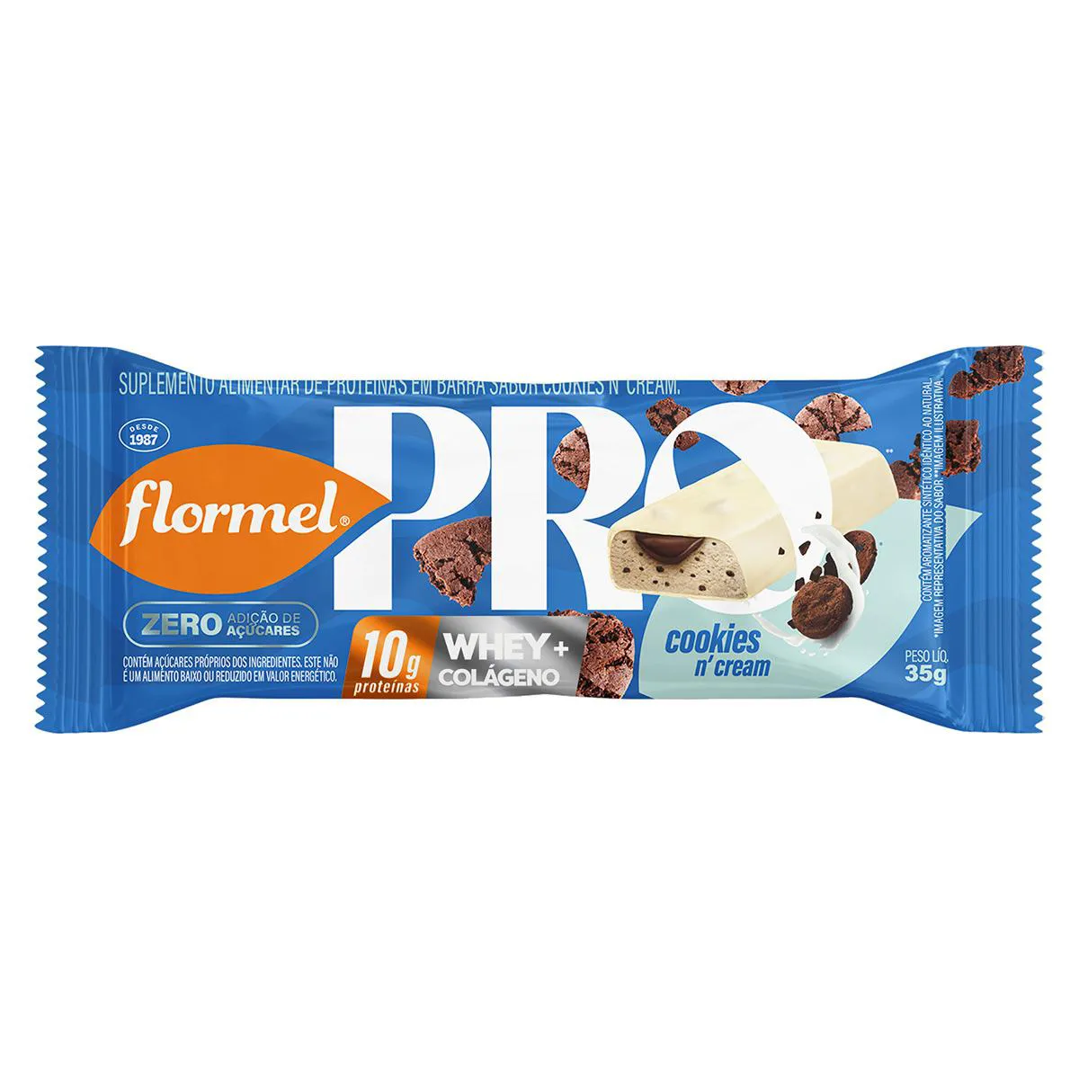 Barra de Proteína Flormel Pro Cookies N'Cream 35g