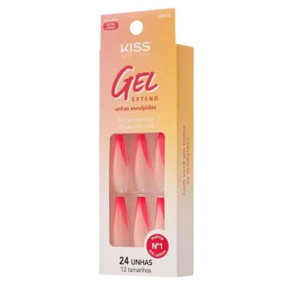 Unhas Postiças Kiss Ny Gel Extend Bailarina com 24un Gn01b