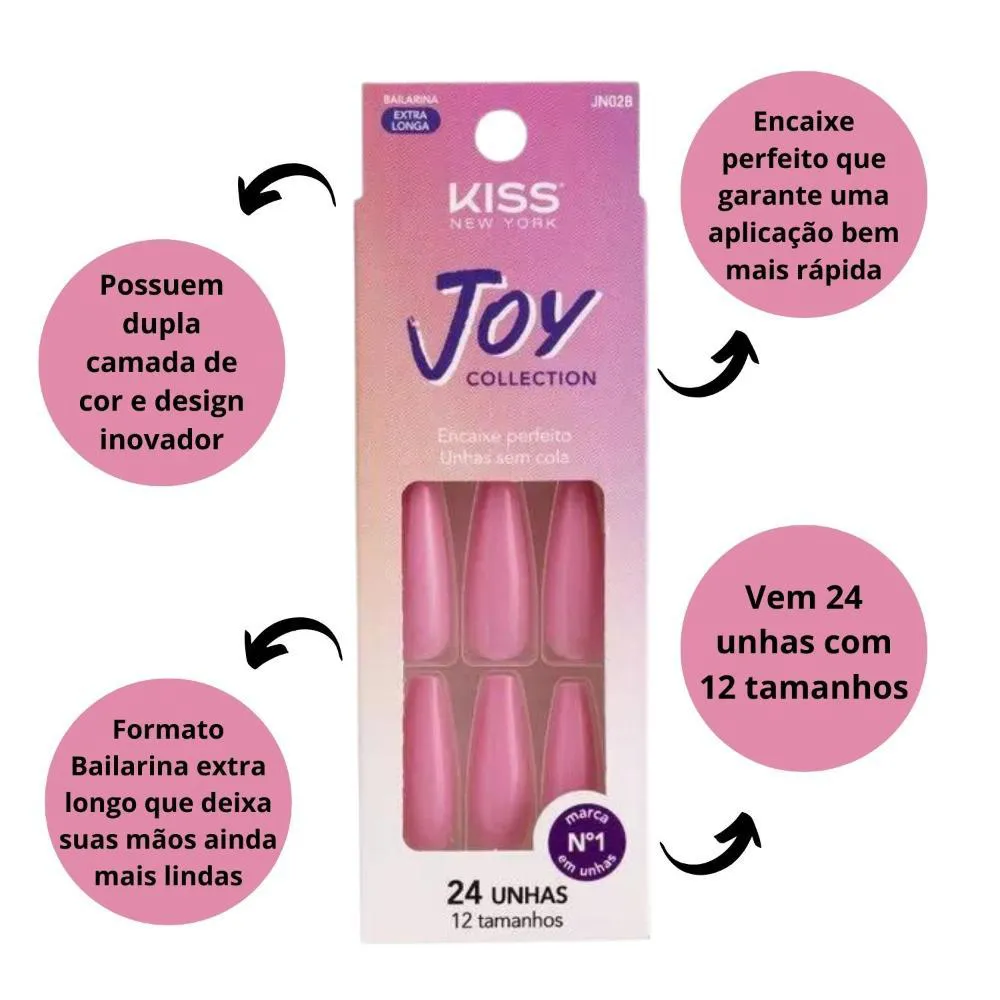 Unhas Postiças Kiss Ny Joy Collection Bailarina 24un Jn02b
