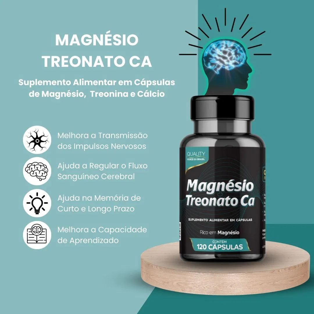 Magnesio Treonato Ca 120 cápsulas - Force do Brasil sem Sabor