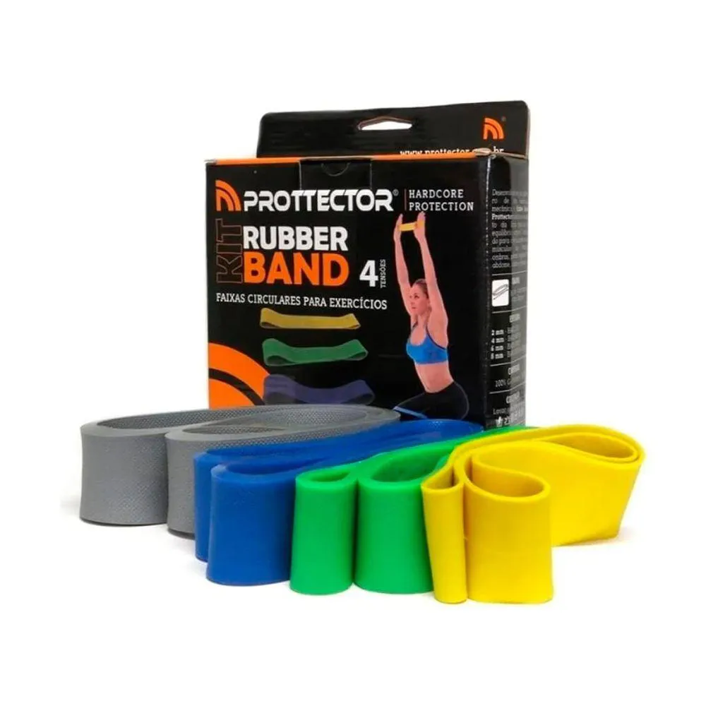 Kit Rubber Band 4 Tensões Mini Band Elástica - Prottector