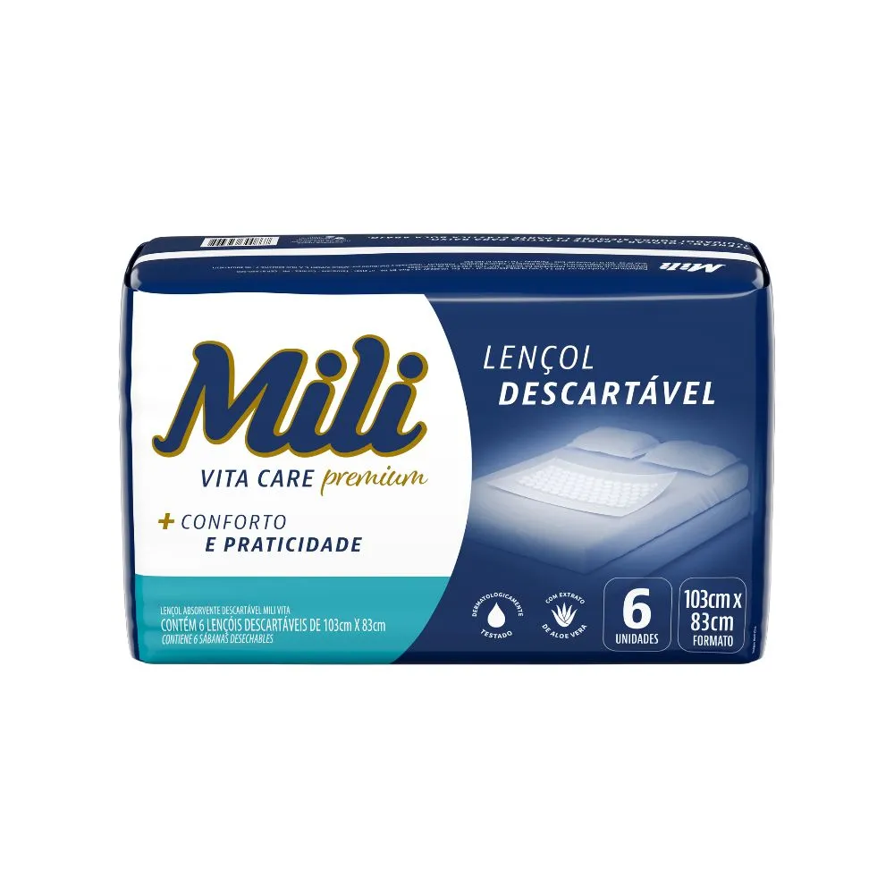 Lençol Absorvente Mili Vita Com 6 Unidades Descartáveis
