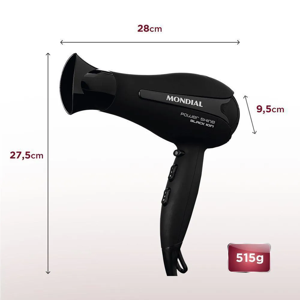 Secador de Cabelos Power Shine Black Sc-13 220v-preto