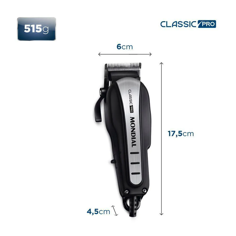 Cortador de Cabelos Mondial Classic Pro 127v Preto/inox 110v