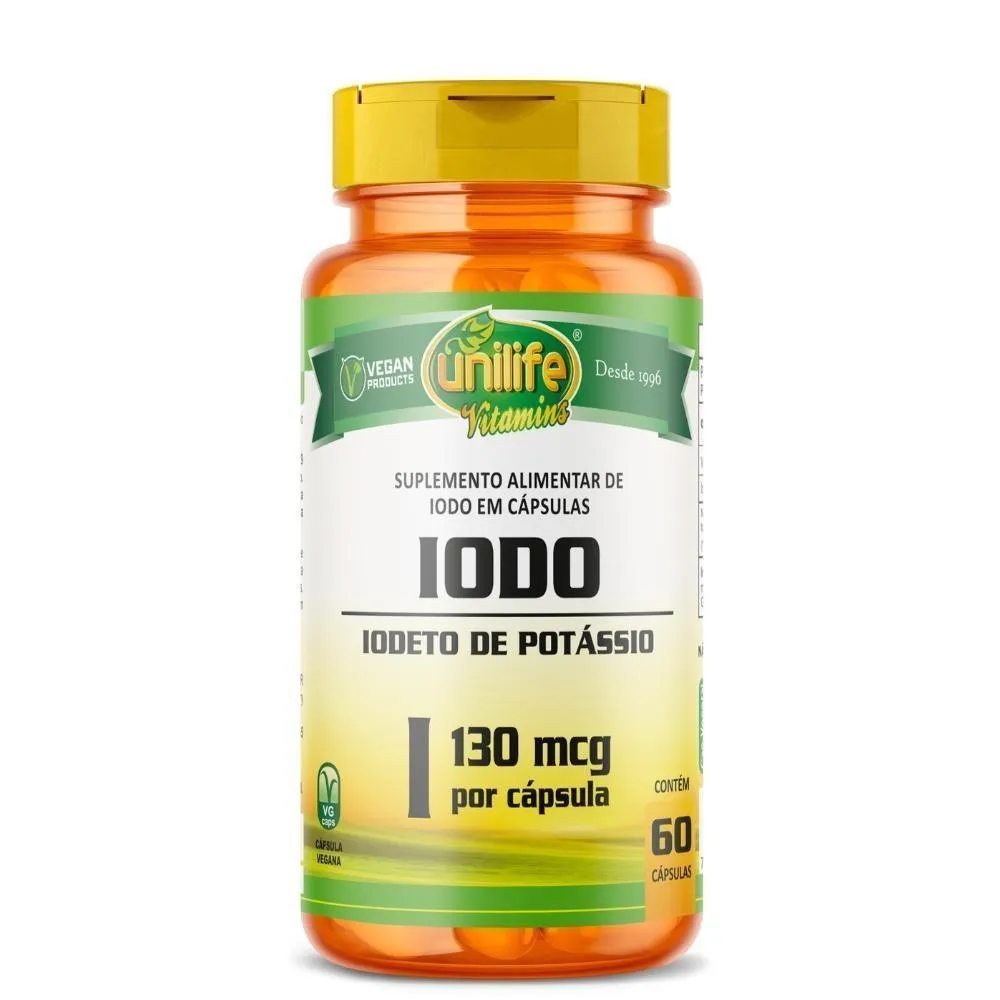 Iodo (iodeto de Potássio) Tireoide 60 cápsulas 450mg Unilife
