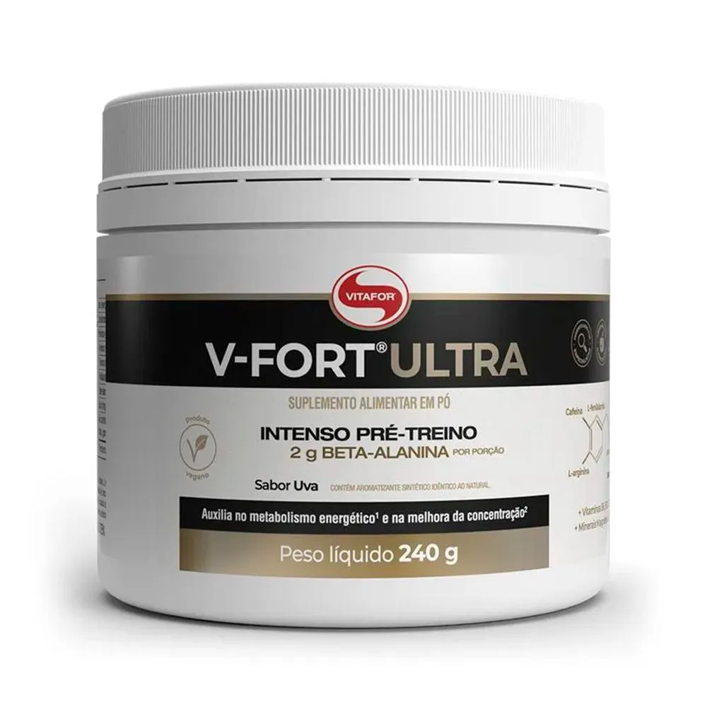 Pré-treino V-fort Ultra 240g Sabor Uva - Vitafor