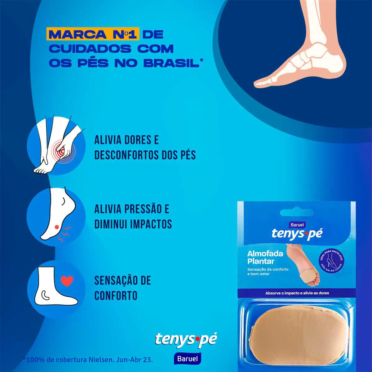 Almofada Plantar Tenys Pé Tamanho 39 - 43 com 1 Par