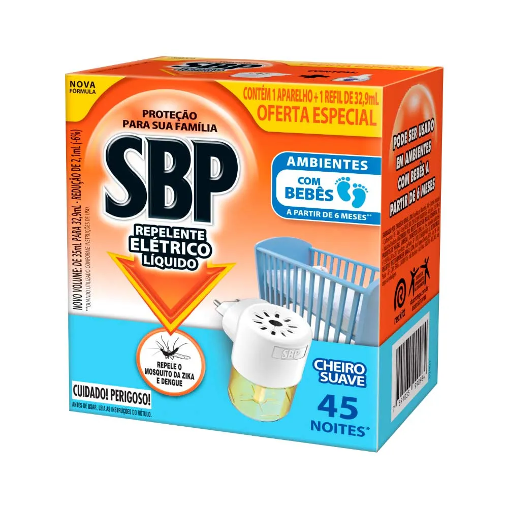 Repelente Eletrico Sbp Com 1 Aparelho+32,9ml Refil