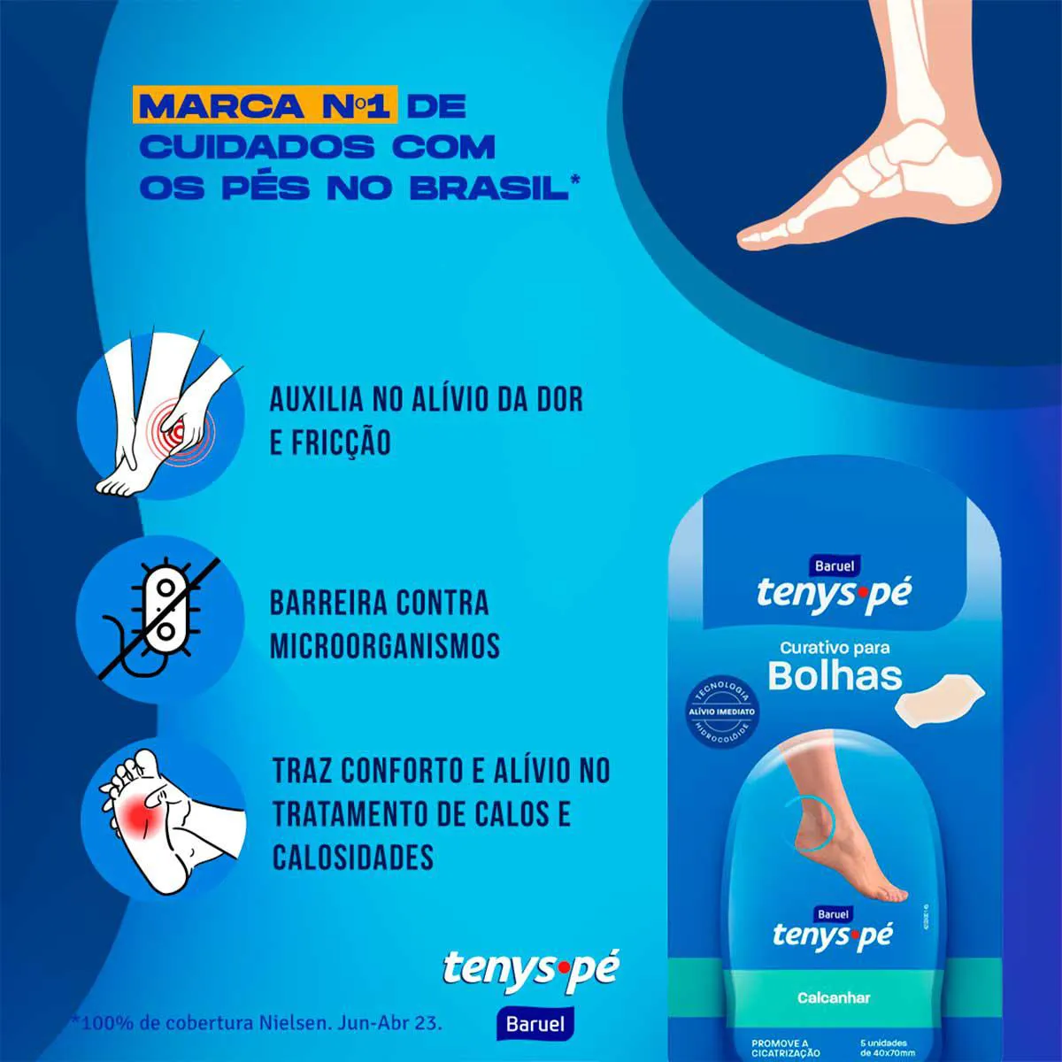 Curativo para Bolhas Tenys Pé Calcanhar com 6 unidades