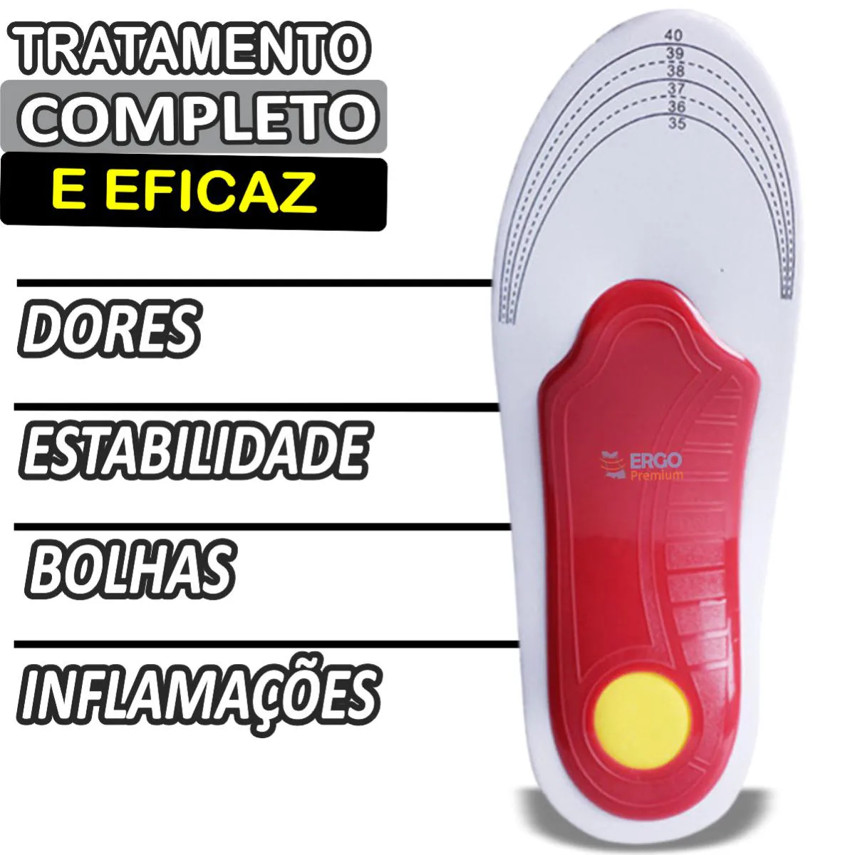 Palmilha Ortopédica Tratamento Pé Chato Fascite Plantar Esporão Original 1par 35a40