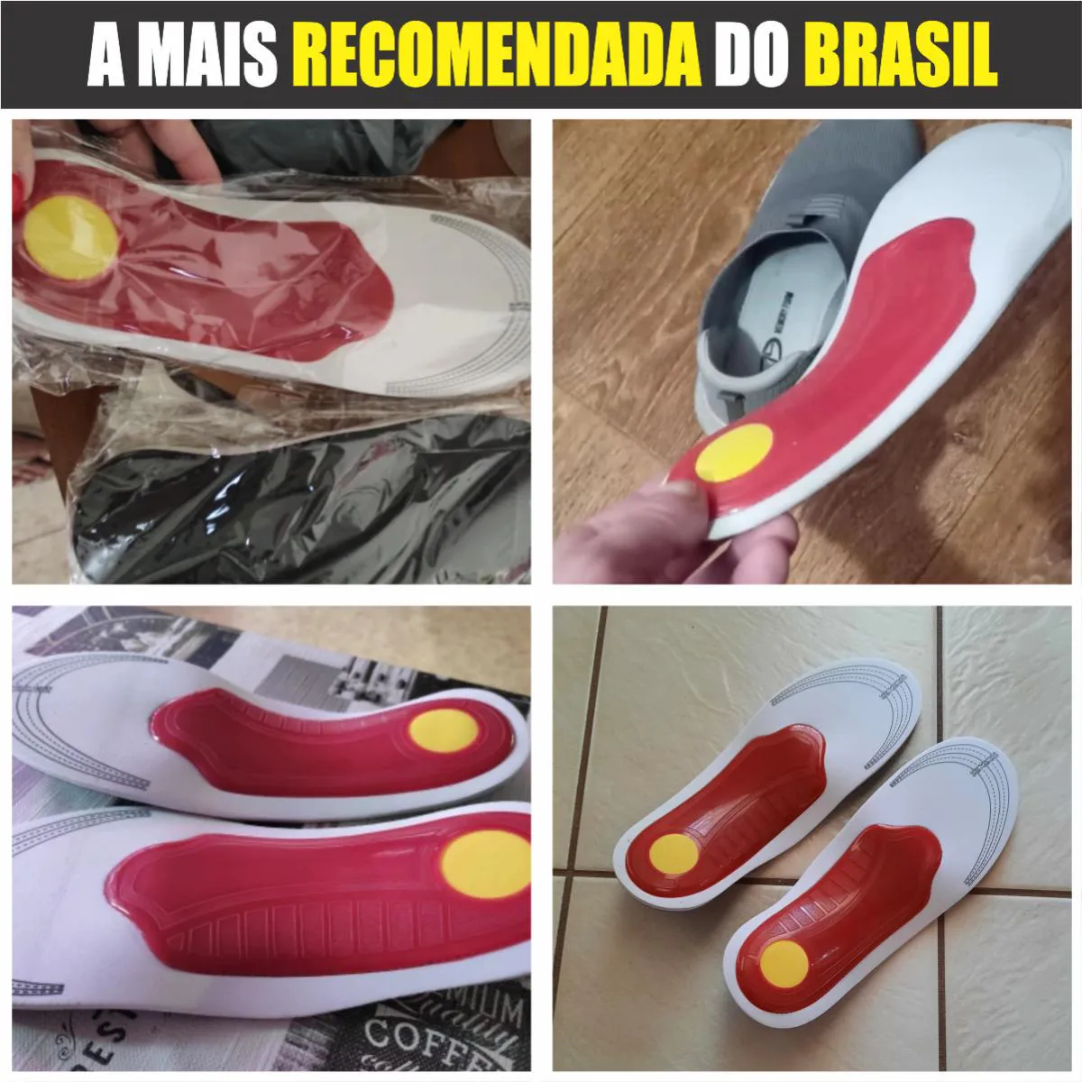 Palmilha Ortopédica Tratamento Pé Chato Fascite Plantar Esporão Original 1par 35a40