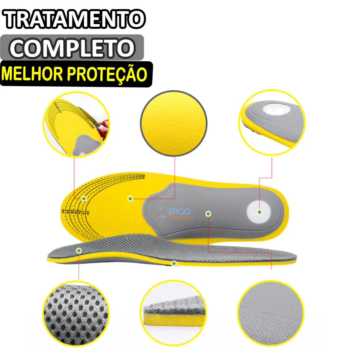 Palmilha para Joelho Valgo Pisada Pronada Supinada Apoio Ao Arco do Pé Original 1par 35a40