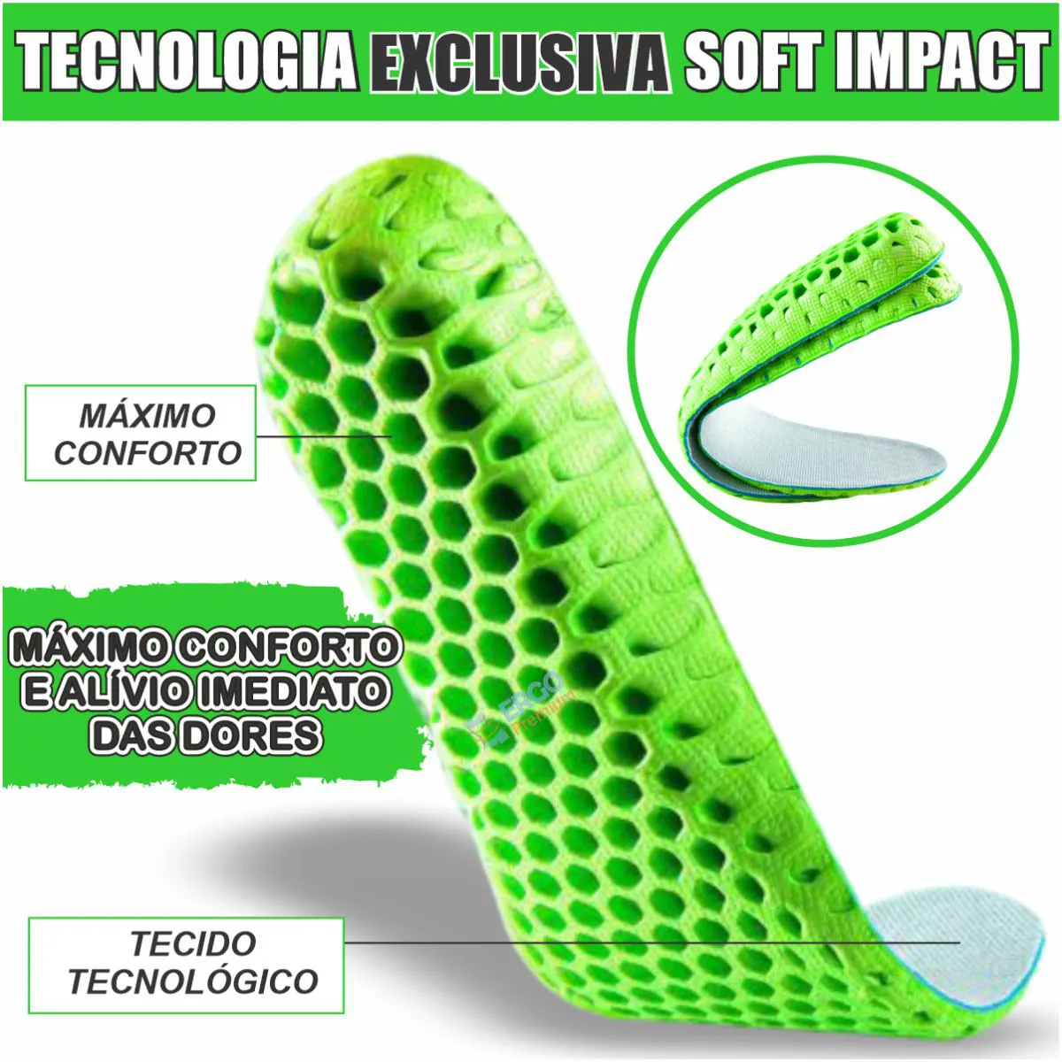 Palmilha Anti Impacto Tratamento para Fascite Plantar e Esporão Original 1par 35a40
