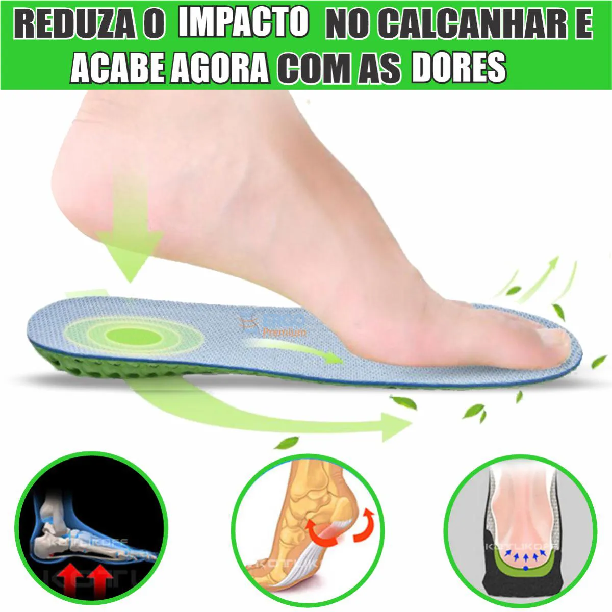 Palmilha Anti Impacto Tratamento para Fascite Plantar e Esporão Original 1par 35a40