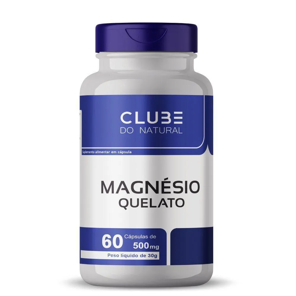 Magnésio Quelato 60 cápsulas 500mg Clube do Natural