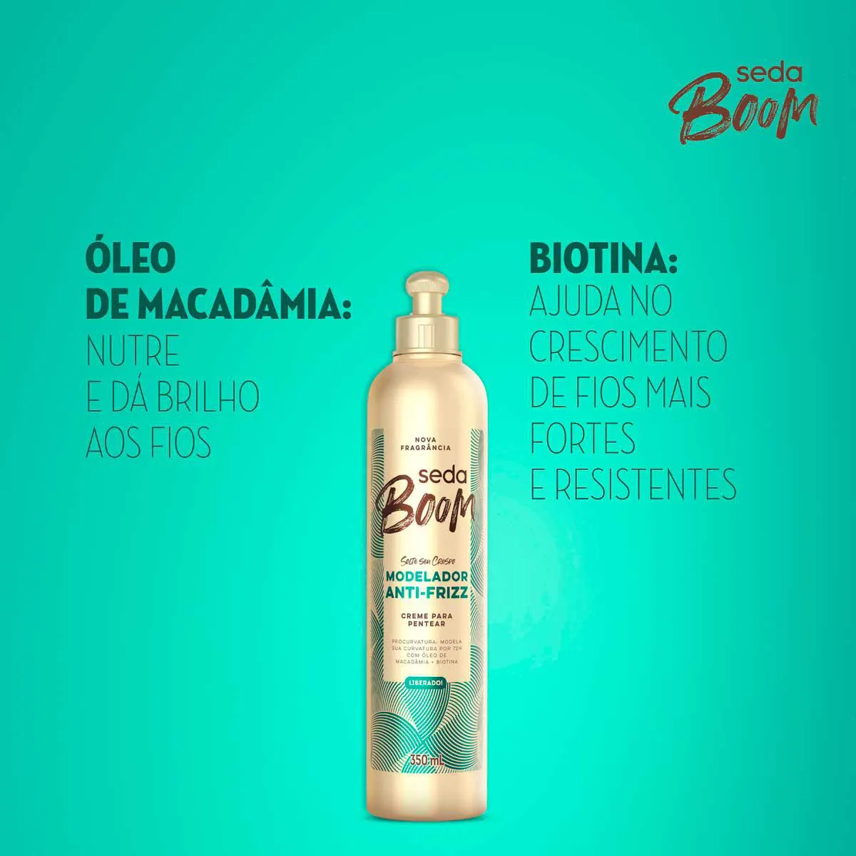 Creme de Pentear Cabelo Cacheado Seda Boom Pro Curvatura Antifrizz 350ml
