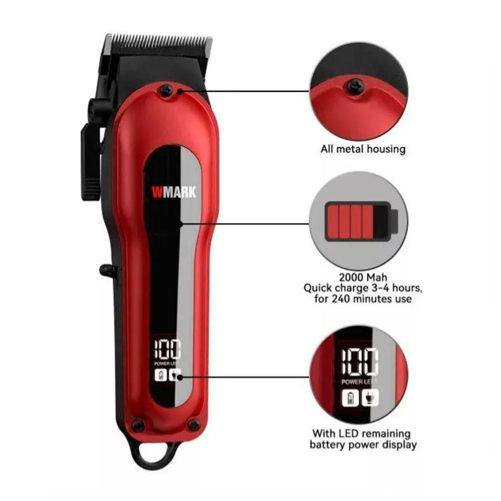Máquina de Cortar Cabelo Wmark Ng-122 Vermelha Bivolt