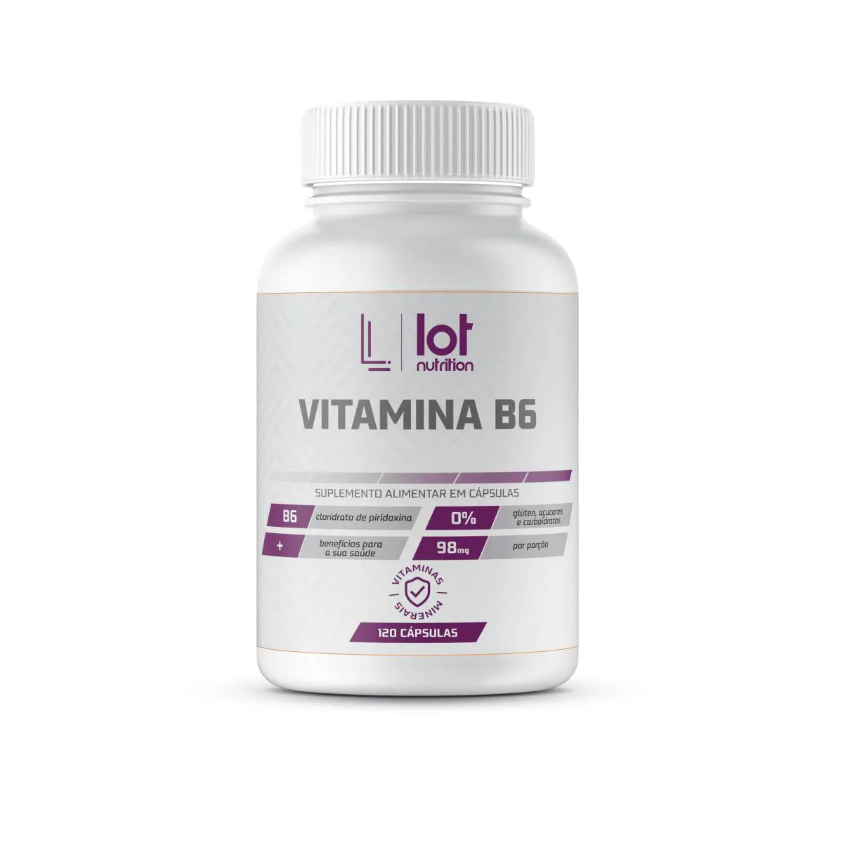 Vitamina B6 Piridoxina 120 cápsulas Lot Nutrition