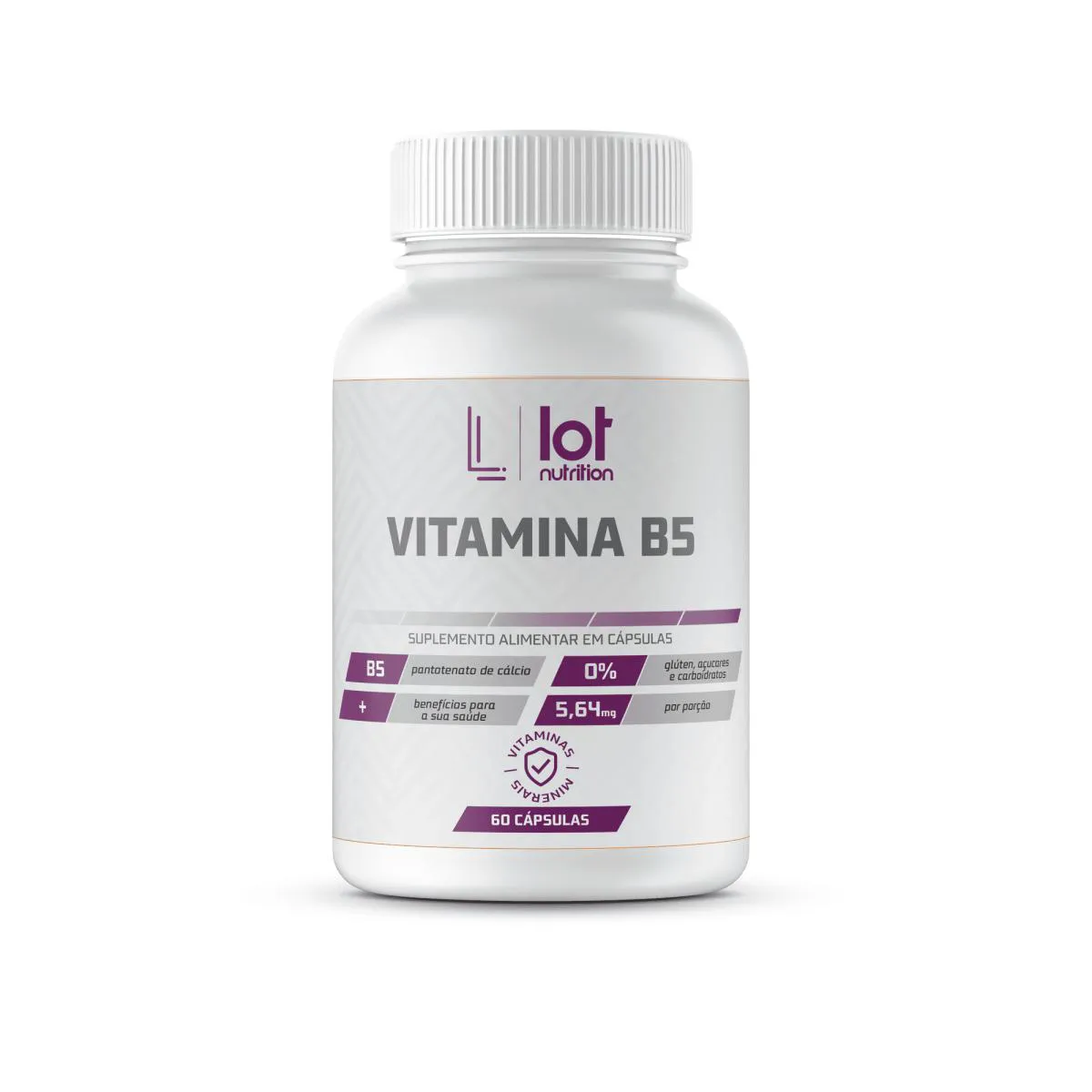 Vitamina B5 Pantotenato de Cálcio 60 cápsulas Lot Nutrition