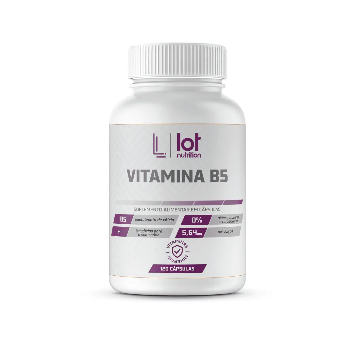 Vitamina B5 Pantotenato de Cálcio 120 cápsulas Lot Nutrition