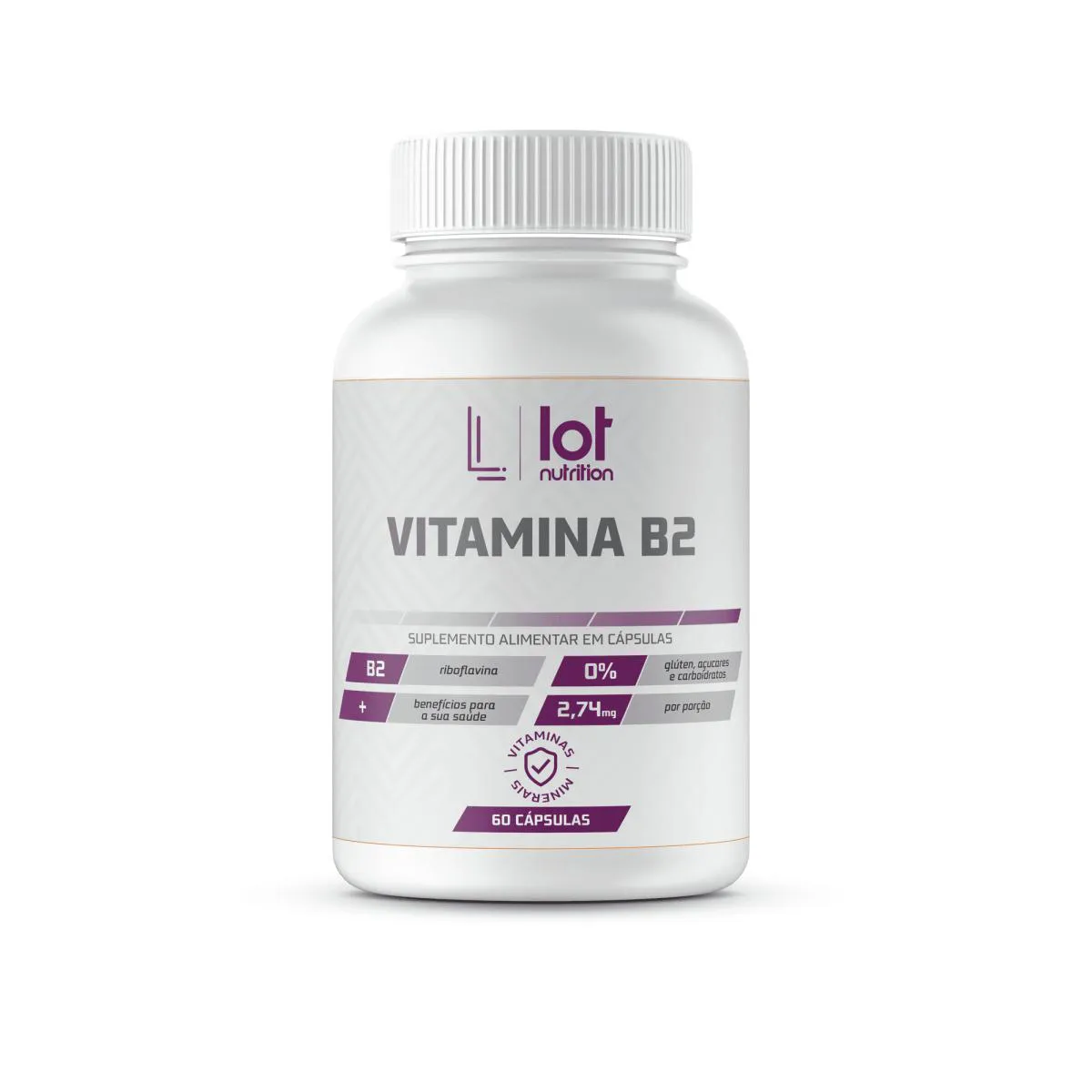 Vitamina B2 Riboflavina 60 cápsulas Lot Nutrition