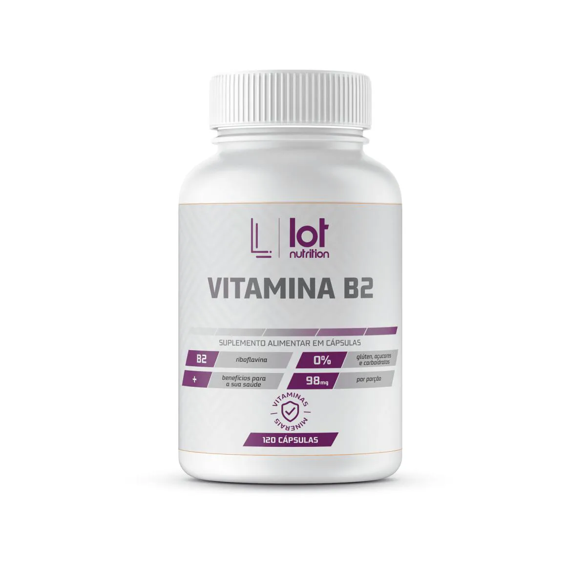 Vitamina B2 Riboflavina 120 cápsulas Lot Nutrition