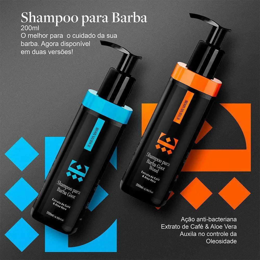 Kit Óleo para Barba Goot Wood + Shampoo Barba Goot Embaixador 200ml
