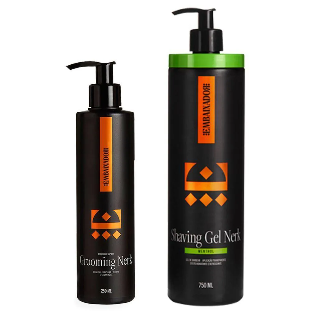 Grooming Capilar Nerk + Shaving Gel Nerk Menthol Embaixador 750ml