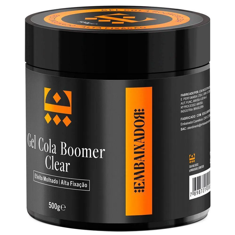 Kit 02 Gel Cola Boomer Clear + 01 Gel Boomer Black Embaixador 500g