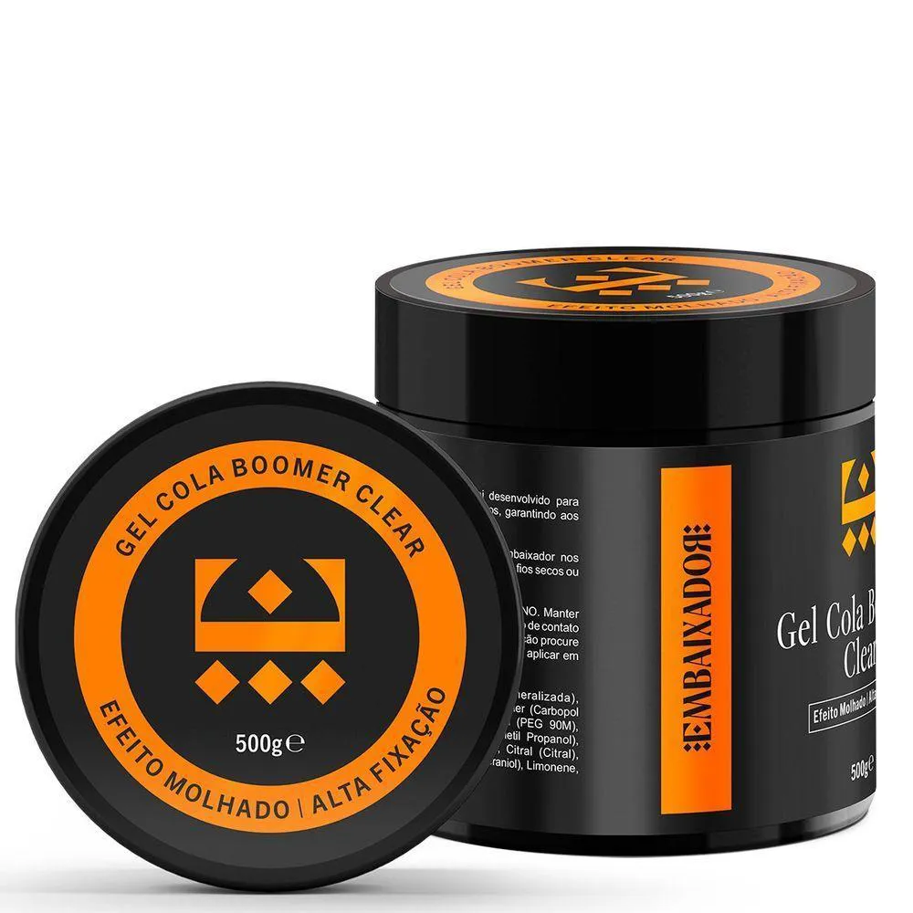 Kit 02 Gel Cola Boomer Clear + 01 Gel Boomer Black Embaixador 500g
