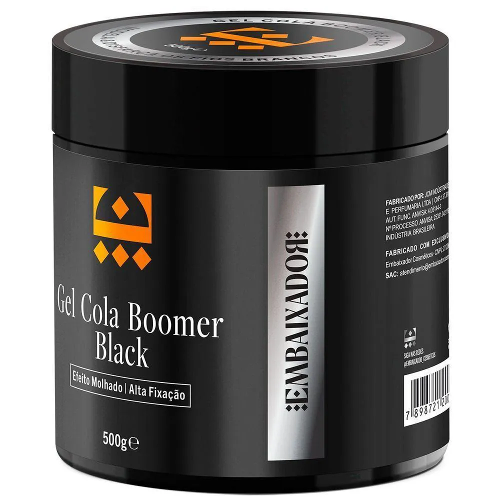 Kit 02 Gel Cola Boomer Clear + 01 Gel Boomer Black Embaixador 500g